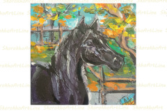 black horse oil painting