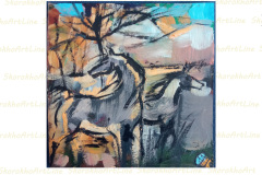 horses oil painting 