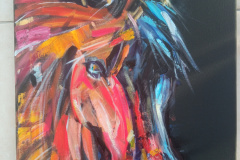 black horse oil painting