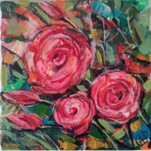 Rose Painting Flowers Oil OOAK Wall Art Impasto Canvas Painting