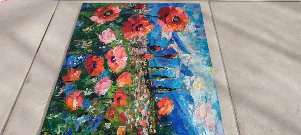 Poppies Flower Oil Painting Original
