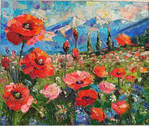 Poppies Flower Oil Painting - Image 3