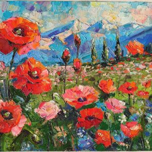 Poppies Flower Oil Painting