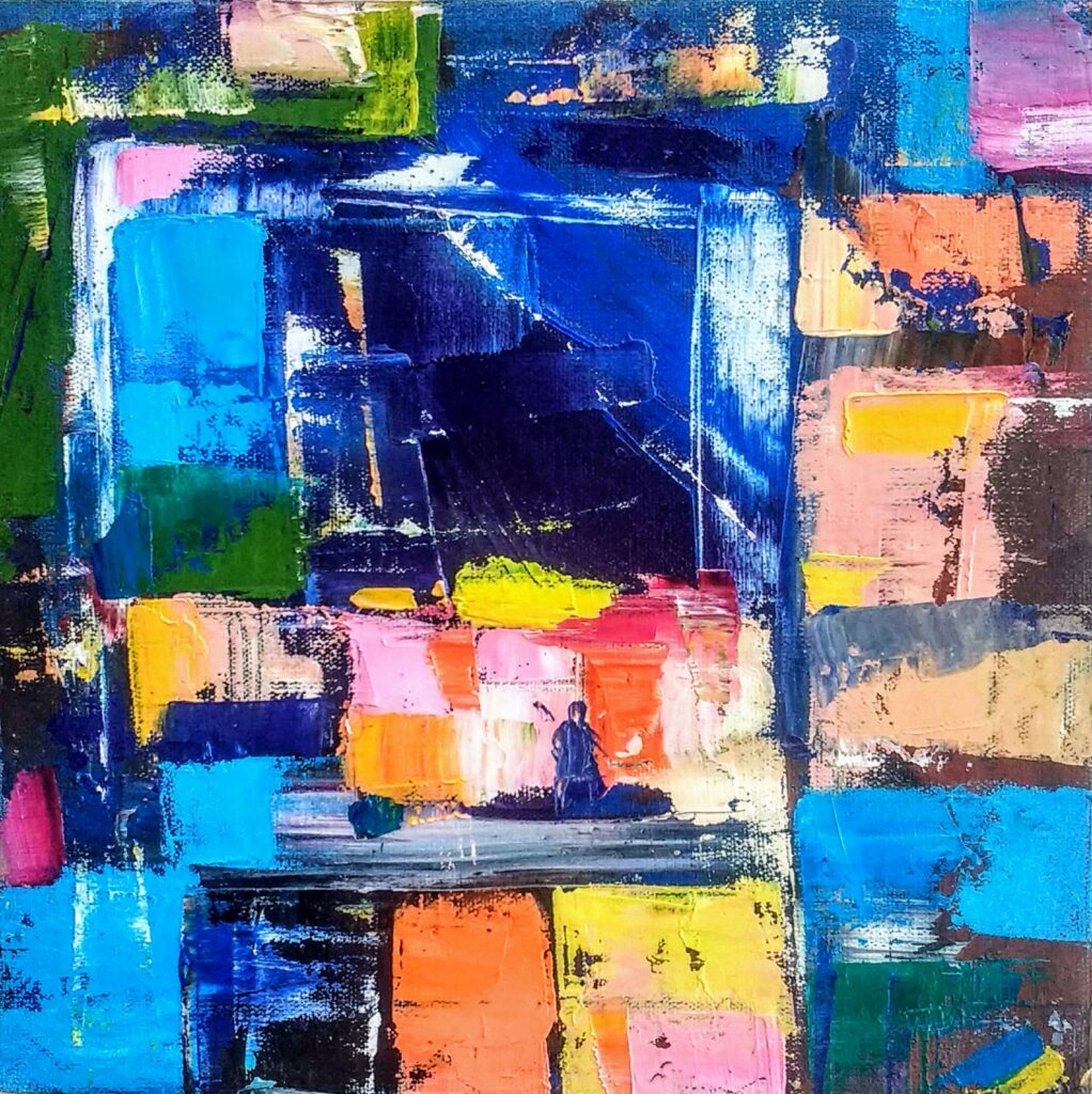 Oil Painting Abstract dedicated to the resilience and heroism of the Defenders of Mariupol. 
