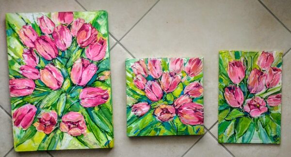 Tulip Painting Original Wall Art Birth Month Flowers April Canvas Painting 14" by 10" - Image 5