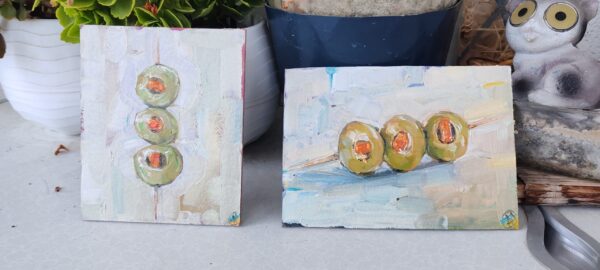 Olives Painting Original Kitchen Wall Art Impasto Oil OOAK Still Life - Image 3