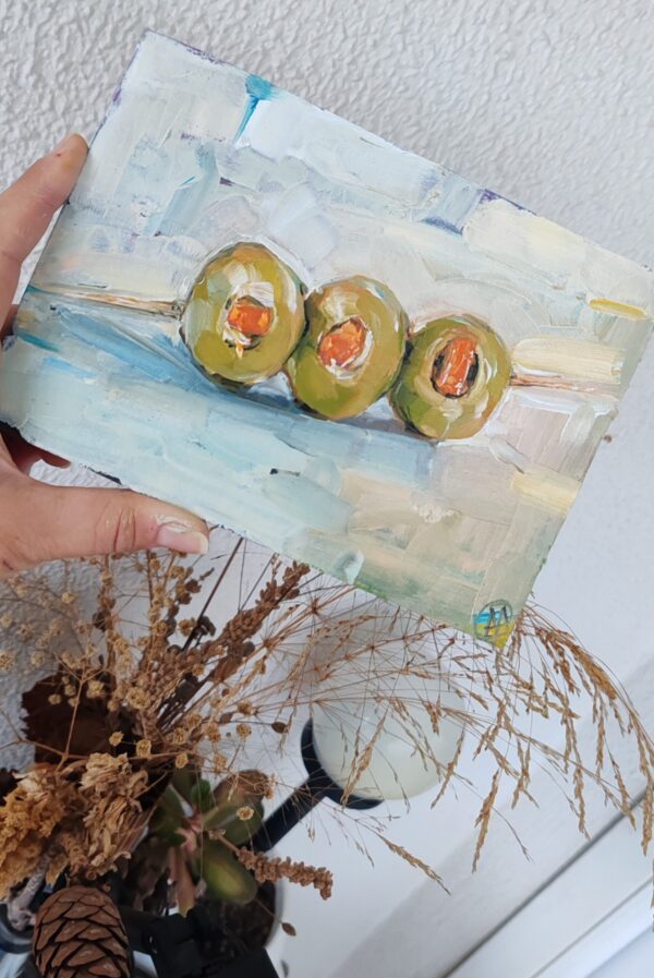 Olives Painting Original Kitchen Wall Art Impasto Oil OOAK Still Life - Image 7