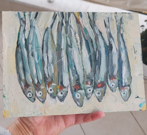 Sardines Painting Original Oil Impasto Kitchen Still Life - Image 5