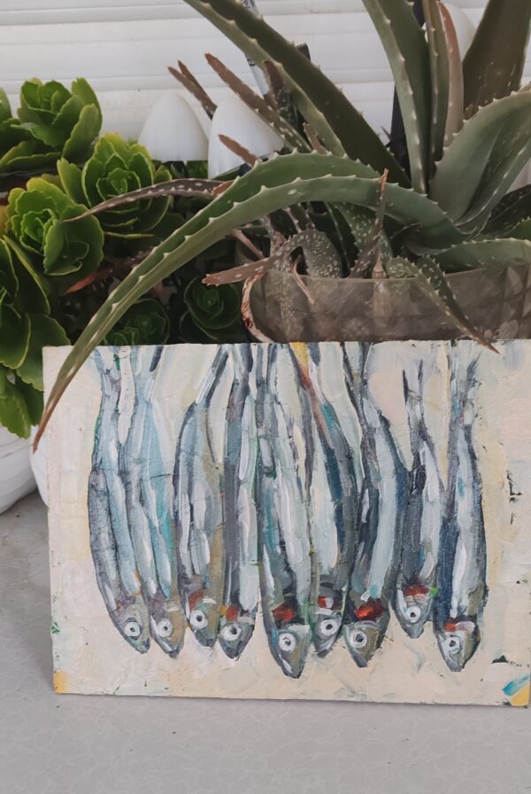 Sardines Painting Original Oil Impasto Kitchen Still Life - Image 6