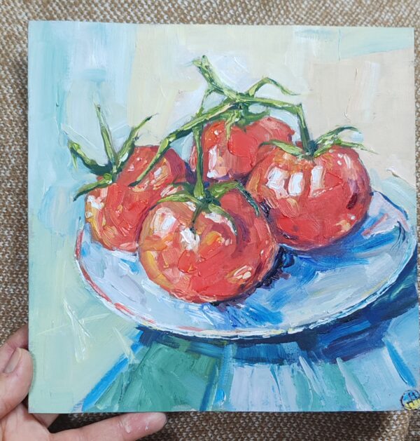 Tomato Painting Still Life Impasto Original OOAK Art - Image 2