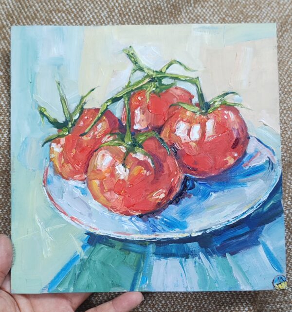 Tomato Painting Still Life Impasto Original OOAK Art - Image 4