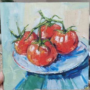 Tomato Painting Still Life Impasto Original OOAK Art