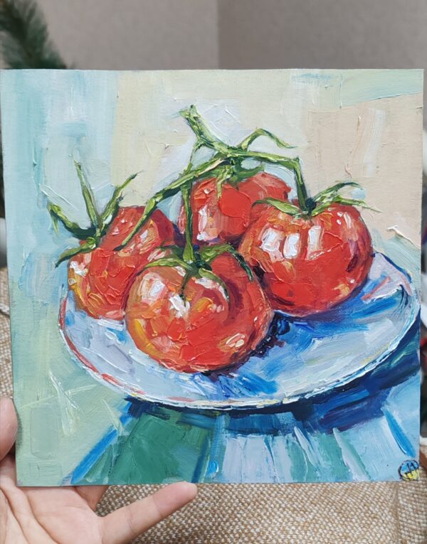 Tomato Painting Still Life Impasto Original OOAK Art