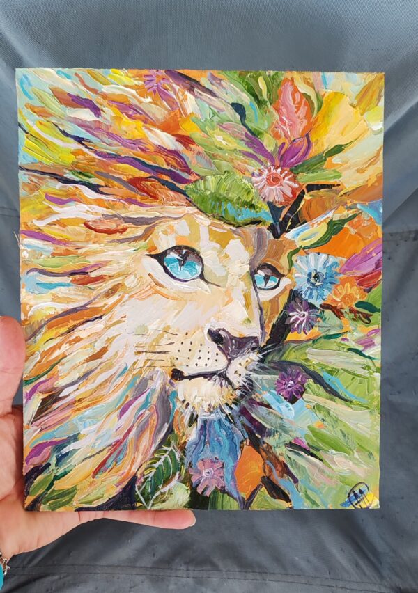 Lion Oil Painting Original OOAK Impasto Wallart - Image 7
