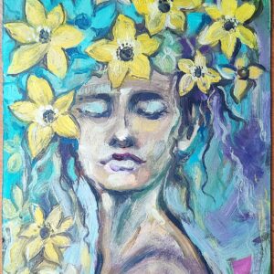 Mavka Painting Portrait of Ukrainian Folk Girl The Forest Song Original Wallart 10" by 8"