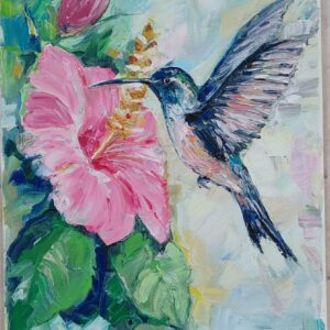Hummingbird Oil Painting on Stretched Canvas