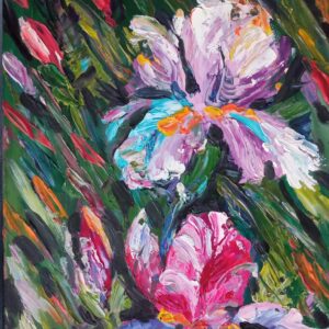 Iris Painting Original Floral Impasto Wall Art