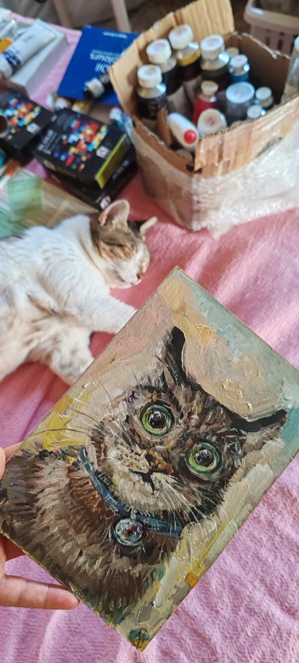 Cat Painting Impasto Minimalist Oil Pet Portraite - Image 2