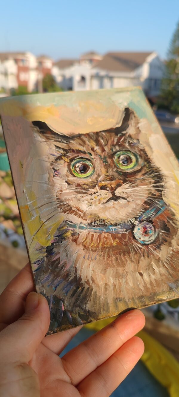 Cat Painting Impasto Minimalist Oil Pet Portraite - Image 3