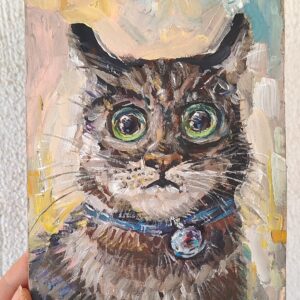 Cat Painting Impasto Minimalist Oil Pet Portraite
