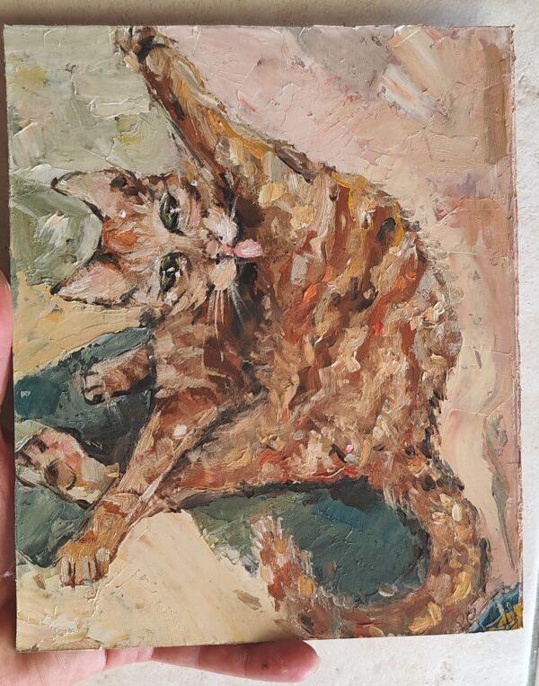 Tabby Cat Painting Custom Pet Portrait Funny Animals Original Commission Wall Art Cats Lover Gift Idea Oil Painting