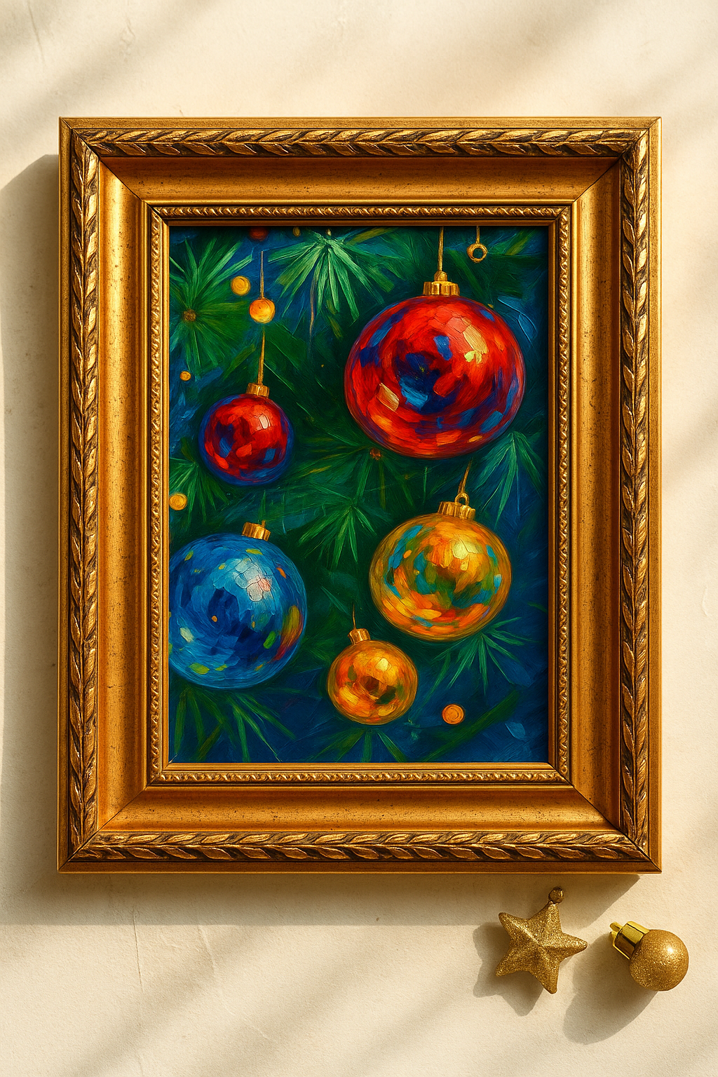 Christmas Ball Oil Painting, Winter Holiday Festive Home Decor - Image 10