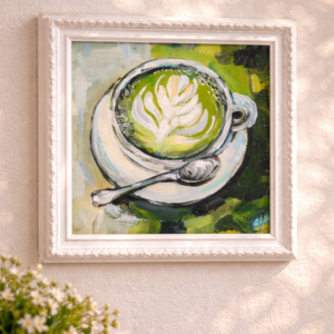 Matcha Latte Moment oil painting original