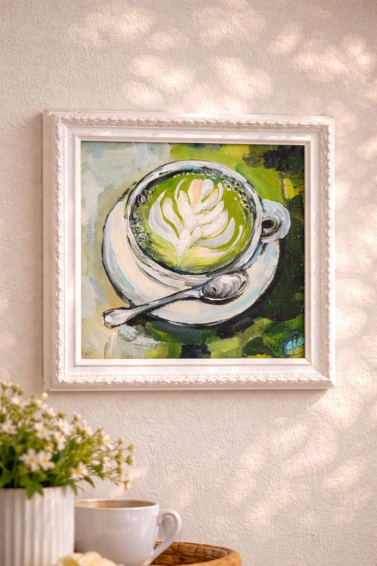 Matcha Latte Moment oil painting original
